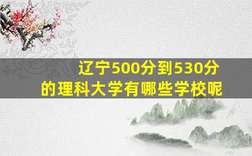 辽宁500分到530分的理科大学有哪些学校呢