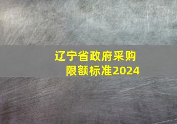 辽宁省政府采购限额标准2024