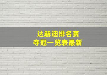 达赫迪排名赛夺冠一览表最新