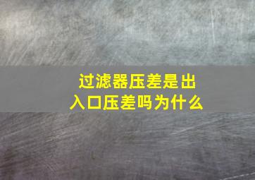 过滤器压差是出入口压差吗为什么