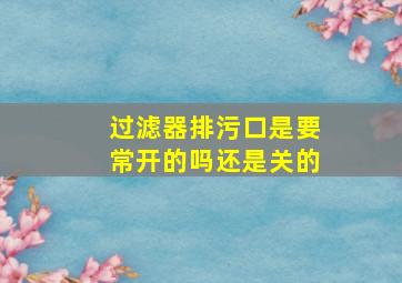 过滤器排污口是要常开的吗还是关的