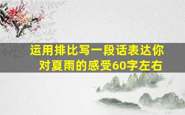 运用排比写一段话表达你对夏雨的感受60字左右