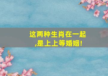 这两种生肖在一起,是上上等婚姻!