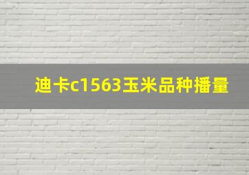 迪卡c1563玉米品种播量