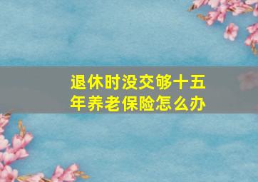 退休时没交够十五年养老保险怎么办