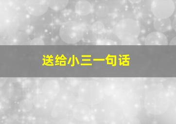 送给小三一句话