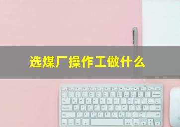 选煤厂操作工做什么