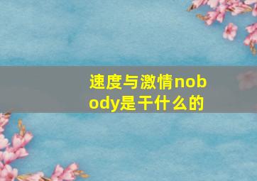 速度与激情nobody是干什么的