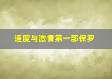 速度与激情第一部保罗