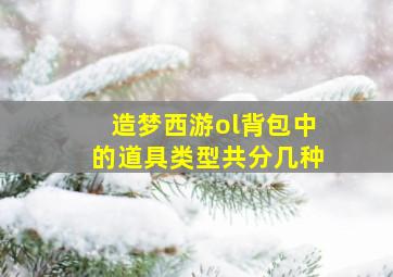 造梦西游ol背包中的道具类型共分几种