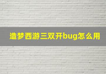 造梦西游三双开bug怎么用