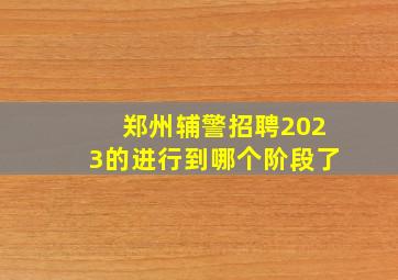 郑州辅警招聘2023的进行到哪个阶段了