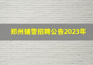 郑州辅警招聘公告2023年