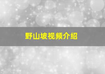 野山坡视频介绍