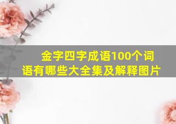 金字四字成语100个词语有哪些大全集及解释图片