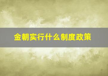 金朝实行什么制度政策