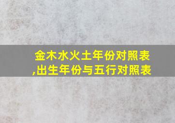 金木水火土年份对照表,出生年份与五行对照表