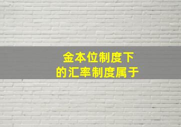 金本位制度下的汇率制度属于