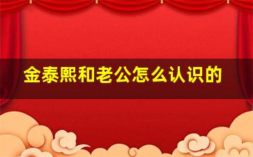 金泰熙和老公怎么认识的