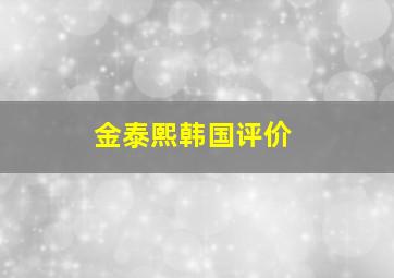 金泰熙韩国评价