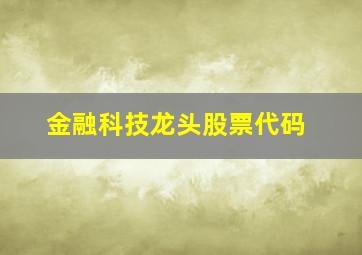 金融科技龙头股票代码