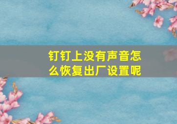 钉钉上没有声音怎么恢复出厂设置呢