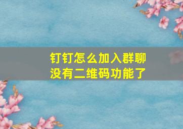 钉钉怎么加入群聊没有二维码功能了