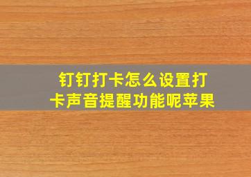 钉钉打卡怎么设置打卡声音提醒功能呢苹果