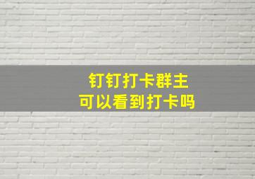 钉钉打卡群主可以看到打卡吗