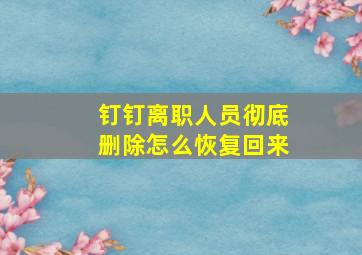 钉钉离职人员彻底删除怎么恢复回来