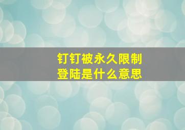 钉钉被永久限制登陆是什么意思