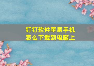 钉钉软件苹果手机怎么下载到电脑上