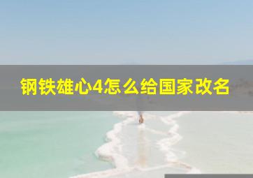 钢铁雄心4怎么给国家改名