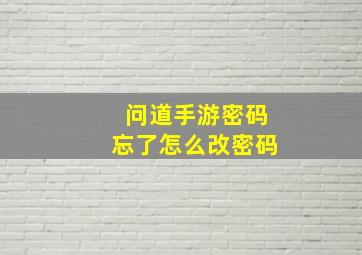 问道手游密码忘了怎么改密码