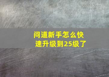 问道新手怎么快速升级到25级了