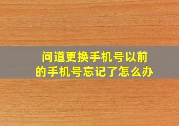 问道更换手机号以前的手机号忘记了怎么办