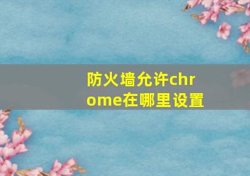 防火墙允许chrome在哪里设置