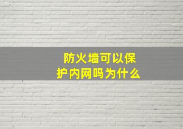 防火墙可以保护内网吗为什么