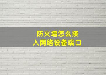 防火墙怎么接入网络设备端口