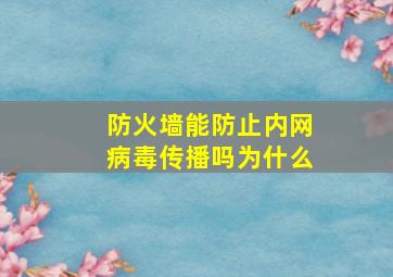 防火墙能防止内网病毒传播吗为什么