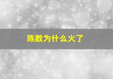 陈数为什么火了