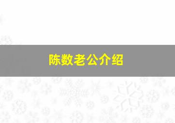 陈数老公介绍