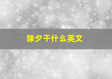 除夕干什么英文