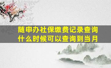 随申办社保缴费记录查询什么时候可以查询到当月