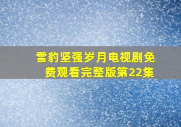 雪豹坚强岁月电视剧免费观看完整版第22集