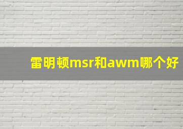 雷明顿msr和awm哪个好