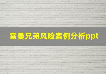 雷曼兄弟风险案例分析ppt