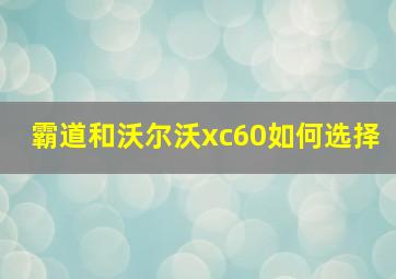 霸道和沃尔沃xc60如何选择