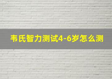 韦氏智力测试4-6岁怎么测