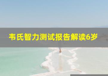 韦氏智力测试报告解读6岁